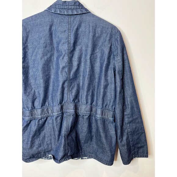 Chicos reversible denim jacket large blue chambray zip up casual fall layering - Picture 9 of 16